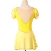 Abbigliamento da palcoscenico Giallo Nero Vestito da pattinaggio artistico Cristalli Strass Donna Ragazza Ghiaccio Costume da ginnastica per bambiniStage