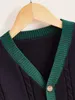 Toddler Boys Color Block Drop Shoulder Cable Knit Cardigan SHE