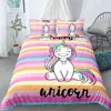 Unicorn Bedding Set Cartoon Däcke Cover Pillow Cases Twin Queen King Size Kids Bedclothes Bed