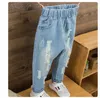 Jeans boys pantalon denim enfants spring trou élastique taille jeans pantalon pour les vêtements de garçon pantalon d'enfants