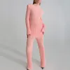 Frauen Zwei Stück Hosen Gestrickte Klage Rollkragenpullover Sets Langarm Lässige Mode Outfits Frauen Ripphosen