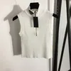 Femmes sans manches en tricot gilets réservoirs mode fermeture éclair concepteur gilet à la mode élastique hauts en tricot de luxe dames t-shirt vêtements