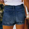 Sexy déchiré Jean Shorts pour femmes été Streetwear poches fermeture éclair noir bleu femmes taille haute trou Stretch Denim Shorts 220419