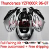 هيكل السيارة ل Yamaha YZF1000R Thunderace YZF 1000R 1000R 1000 R 96-07 Body 8NO.8 YZF-1000R 96 97 98 99 00 01 02 07 YZF1000-R 1996 2004 2005 2005 2007 Fairing Gloss Silver