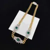 Volledige Diamond Emerald Kettingen Designer Brief Hanger Ketting Hoge Kwaliteit Dubbele Alfabet Strass Metalen Ketting Paleis Stijl J236J