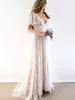 Summer Bohemian Lace Wedding Dresses Sexy V Neck Backless A Line Appliqued Boho Wedding Gowns Plus Size Forest Garden Robe de sori291E