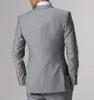Brand New Light Grey Men Wedding Dress Notch Lapel Slim Fit Groom Tuxedos Popular Dinner Darty Dress 3 Piece Suit Jacket Pants Tie218R