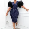 Taille plus taille femme 2022 Sequins de velours couture en maille enveloppe hanche robe de fête africaine jld179