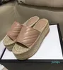 Designer 2022-Women Espadrilleslide Sandal Högkvalitativ Real Leather Cord-plattform Dubbel hårdvara utomhusstrandglas Ggity