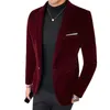 5xl Autum Velvet Wedding Dress Płaszcz Mens Blazer Jacket Fashion Casual Su mewcree Stage Men Business Blazers Costume Homme 220514