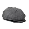 Bérets laine Tweed Sboy casquette hommes Vintage noir gris plat pointe chapeaux de rue chevrons Gatsby Baker Boy HatBérets BéretsBérets