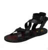 Zomer echt leer mannen sandalen peep teen rome gladiatoren mode outdoor strand sandalen schoenen