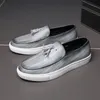 2022 New Sneakers Men Shoes PU Leather Thick Sole Solid Color Fashion Classic Tassel Simple Slip on Lazy Casual Shoes DP378