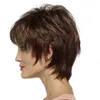 Short Soft Tousled Curls Wig Auburn,Dark Brown Full Synthetic Wigs for Women26502858