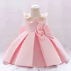 Vestido de festa de aniversário de 1 ano recém-nascido princesa de cetim para bebê menina recém-nascido vestido de batizado para menina Y220426