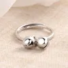Cluster Rings Exquisite 925 Sterling Silver Ring Girl Fashion Jewelry Adjustable Cute Two Bells For Women Party AccessoriesCluster Wynn22