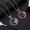 Luxury Black Crystal femmina Neckace Magione Magile Gold Oro Colore argento Big Round Round Cipante Collana lunga per donne