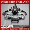 Carrosserie Voor HONDA VFR800RR Interceptor VFR 800RR 800 CC RR Repsol Zilverachtige 98-01 Body 128No.7 800CC VFR-800 VFR800 RR 98 99 00 01 VFR800R 1998 1999 2000 2001 Stroomlijnkappen Kit