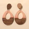 Vintage Geometric Wood Resin Water Drop Earrings Simple Acrylic Dangle Earrings for Women Jewelry Gift