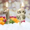 Autres fournitures de fête d'événement Bougie numéro d'anniversaire mignonne Argent Or 0-9 Bougies décoratives Gâteau Cupcake Topper DécorationAutre