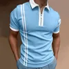 2022 Zomer Nieuwe Stripe Color Golf Polos T-shirt voor mannen Slim Fit Zipper Rapel Korte Mouw Casual Print Polos T-shirts 2022PLS-2