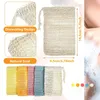 Kolorowe Naturalne Ramie Pulrubers Złuszczający Mesh Torby Pokrowiec Do Prysznic Masaż Masaż Soap Saver Bag Loofah Bath Spa Piejskowanie z sznurkiem LK003