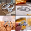 Band Rings Jewelry Women Wedding Set 2Pcs Sier Color With Dazzling Cz Stone Bridal Marriage Fashion Accessories Drop Delivery 2021 X1Bqg