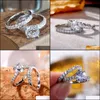 Band Ringe Schmuck Frauen Hochzeit Set 2 stücke Silber Farbe mit schillernden CZ Stein Braut Ehe Mode Zubehör Drop Lieferung 2021 X1BQG