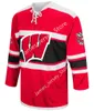 College Hockey Wears Wisconsin Badgers Stitched Hockey Jersey 16 Tarek Baker 17 Jake Martin 18 Owen Lindmark 19 Brock Caufield 20 Josh Ess 21 Carson Bantle 23