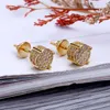 Stud Hip Hop Rock Jewelry Earring Gold Color Iced Out Micro Pave CZ Stone Lab Earrings With Screw Back Gor Men Womenstud ODET22 FARL22