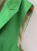 Women Long Green Vest With Belt Office Lady Suits 2022 New Fashion Simple V Neck Chic Female Jacket Office Lady Blazer L220725