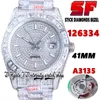 SF Senaste EW126334 A3135 Automatisk herrklocka JH126333 BL86409 Diamond Stick Markers Dial 904l Steel Iced Out Diamonds Armband Super Edition Eternity Watches