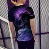 T-shirt da uomo T-shirt divertenti con stampa a colori 3D T-shirt estiva con girocollo Manica corta Blu Verde Viola Flame Top stampato Mild22