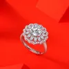 18K White Gold Moissanite Ring 1Ct 2CT 3CT Rodado Moissanite Diamond Solitaire Noivado de noivado para mulheres