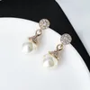 Boucles d'oreilles de perles blancs pour le pendentif de mariage boucles chic femmes en rabais de statistique de rond élégante