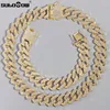 Chains Men Hip Hop Prong Cuban Link Chain Necklace Bling Iced Out 2 Row Rhinestone Paved Miami Rhombus Necklaces JewelryChains Sidn22