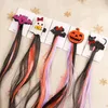 Halloween Hair Extensions Accessories Wig Barretter for Kids Girls Ponytails Hairclips Pumpkin Ghost Cat Bat Head Clips Party Cosplay Bobby Pins Hairpin M4175