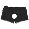 Underpants Alvivi Men's Sissy Bikini Briefs Mid Rise Slips Transparent Lace Open Crotch Underwear Men Thong Panties LingerieUnderpants