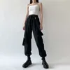 QWEEK Goth Cargo Pant Punk s Harajuku Vita alta Oversize Cinturino staccabile Pantaloni casual Emo Techwear 220325