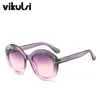 Sunglasses Fashion Brand Women Designer Vintage Round T Sun Glasses Female Eyewear Gradient Frame Shades Men Oculos