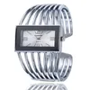 Avanadores de pulso Mulheres assistem a cinta de quartzo banhada a ouro aço inoxidável brilhante Bracelet Watchwatch Fashion Square Watches Gift Bayan Kol Saati