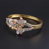 Moda color oro cristal perla collar brazalete boda fiesta elegante mujeres pendientes anillo conjunto de joyas clásicas