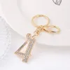 Gold Color Rhinestone Figure Keychain 0-9 Golden Number Arabic Numerals Key ring For Women Jewelry Handbag Pendant Keyring Keyfob