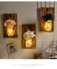 Wall Lamps Ins Rustic Mason Jar Sconces With LED Fairy Lights & Flowers For Country Home Wedding Cafe Bar Bedroom Decoration