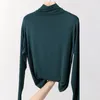 100% cotton long sleeve Solid Turtleneck t-shirt women high stretch slim tops spring autumn skinny Basic Bottoming tshirt tight 220402