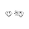 Pandora boucle d'oreille coeur surélevé ventilateur noué coeurs capturés boucles d'oreilles de style Pandora en argent sterling 925 brincos Jewelry290q