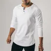 Sport skjorta gym kläder fitness t shirt män mode förläng hip hop höst långärmad t-shirt bomull bodybuilding muskel tshirt 220513