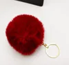 8cm Pompom Keychain Car Key rings Gold Color Chains Pompons Fake Faux Rabbit Fur Charms Chain DIY Pom Poms Balls Keyring Women Bag Pendant Jewelry Gifts 17 colors