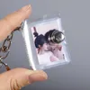 Nyckelringar mini 16st fickor PO Sticker Namn ID -kort 2 tum Keychain Fashion Insert Bild för familjälskare Friend Memory Gift