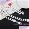 Chains Necklaces Pendants Jewelry 925 Sterling Sier 18/20/22/24/26/28/30 Inch 12Mm Flat Sideways Necklace For Women Man Fashion Wedding Ch